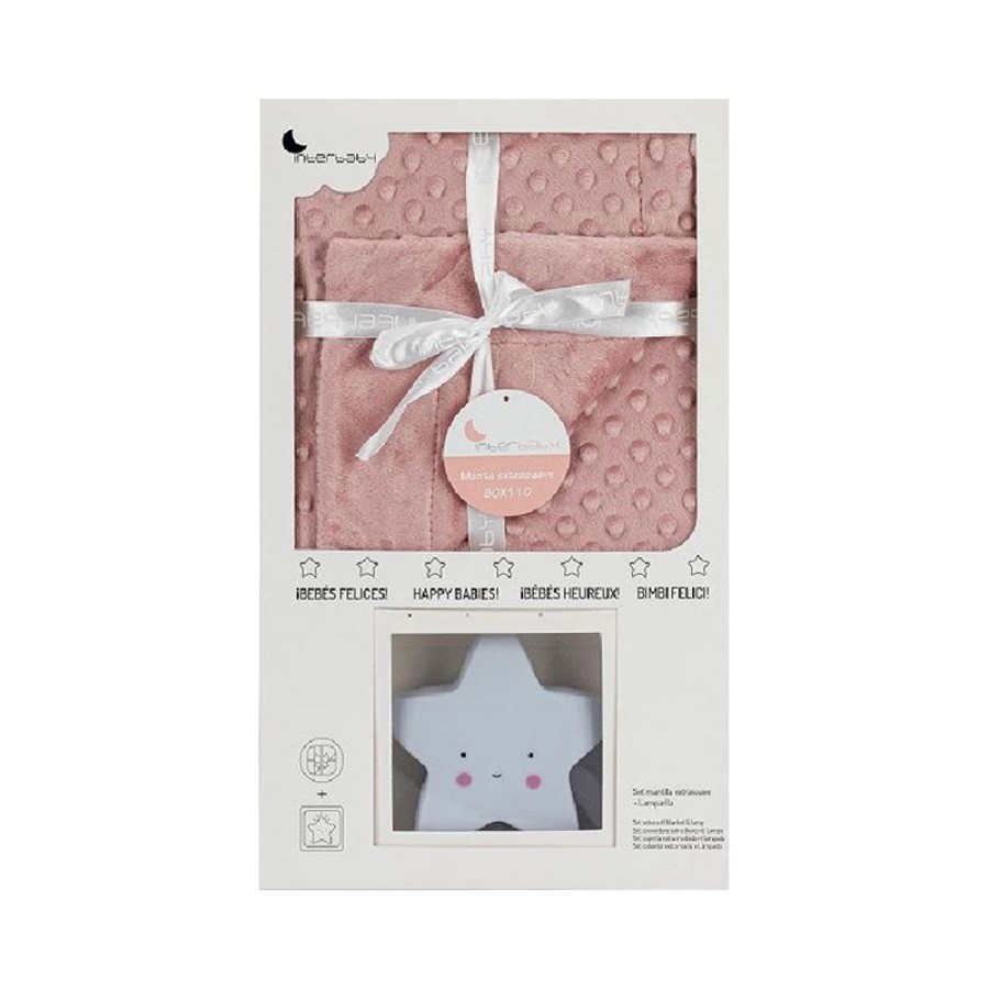Interbaby Set Κουβερτάκι Αγκαλιάς 80x110εκ. & Λαμπάκι Νυκτός Αστέρι 
