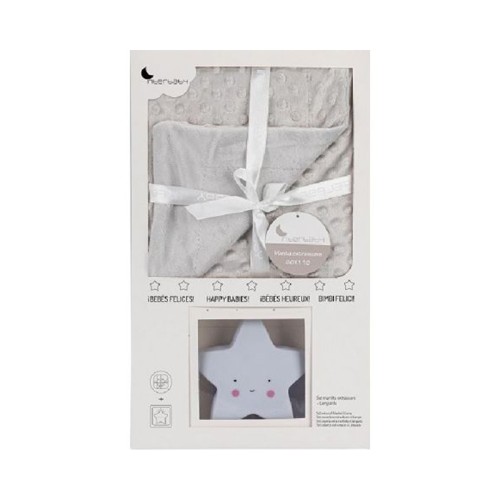Interbaby Set Κουβερτάκι Αγκαλιάς 80x110εκ. & Λαμπάκι Νυκτός Αστέρι 