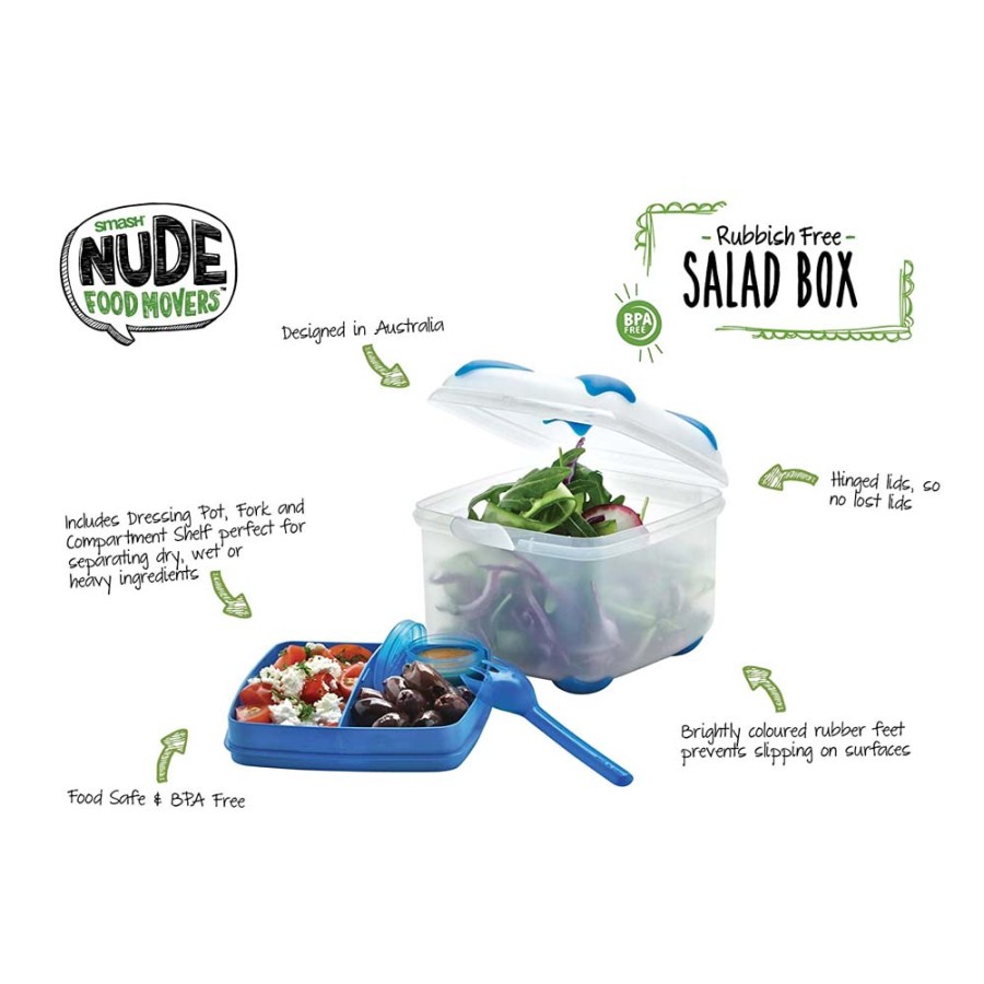 Smash Nude Food Mover Δοχείο Φαγητού με Όροφο,Πιρούνι & Χωρίσματα 1.2L Μπλε S6526820