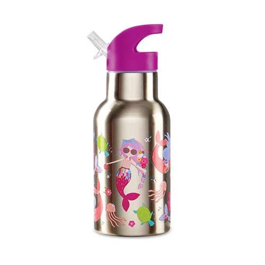 Crocodile Creek Ανοξείδωτο Mπουκάλι 400ml με Καλαμάκι Γοργόνες ΒΕR-3810603