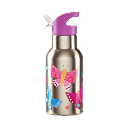 Crocodile Creek Ανοξείδωτο Mπουκάλι 400ml με Καλαμάκι Πεταλούδες ΒΕR-3810605