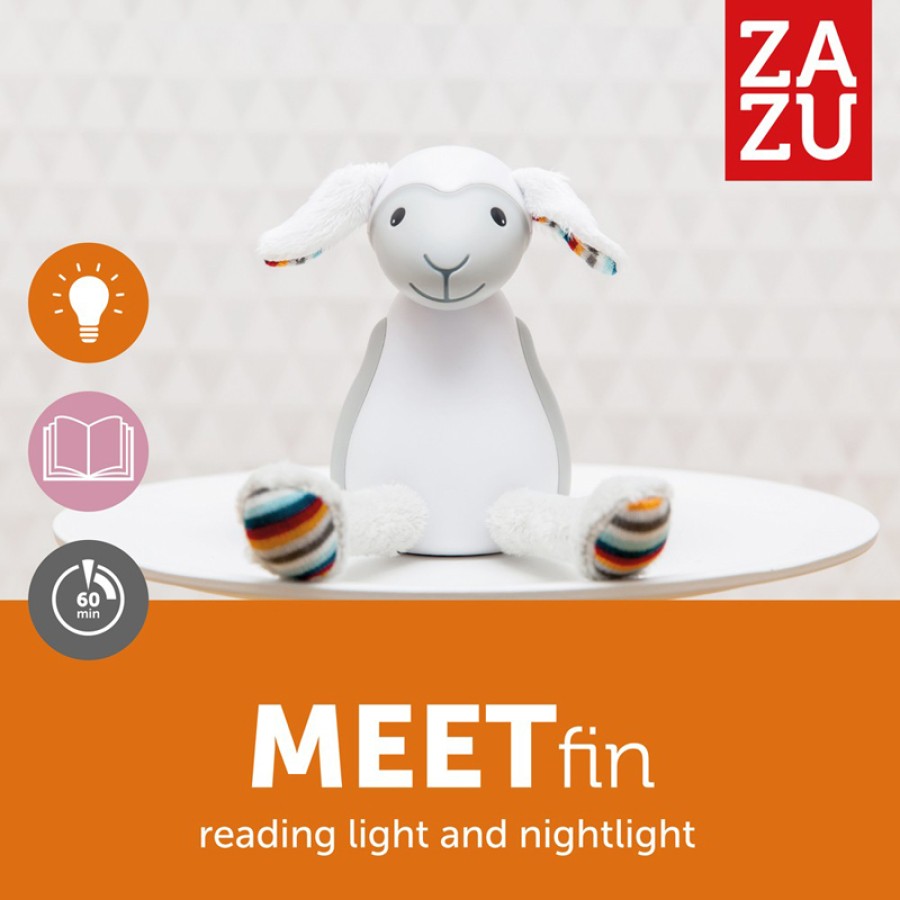 ZAZU Fin Προβατάκι Παιδικό Πορτατίφ Φώς Νυκτός & Ανάγνωσης LED με USB ZA-FIN-01