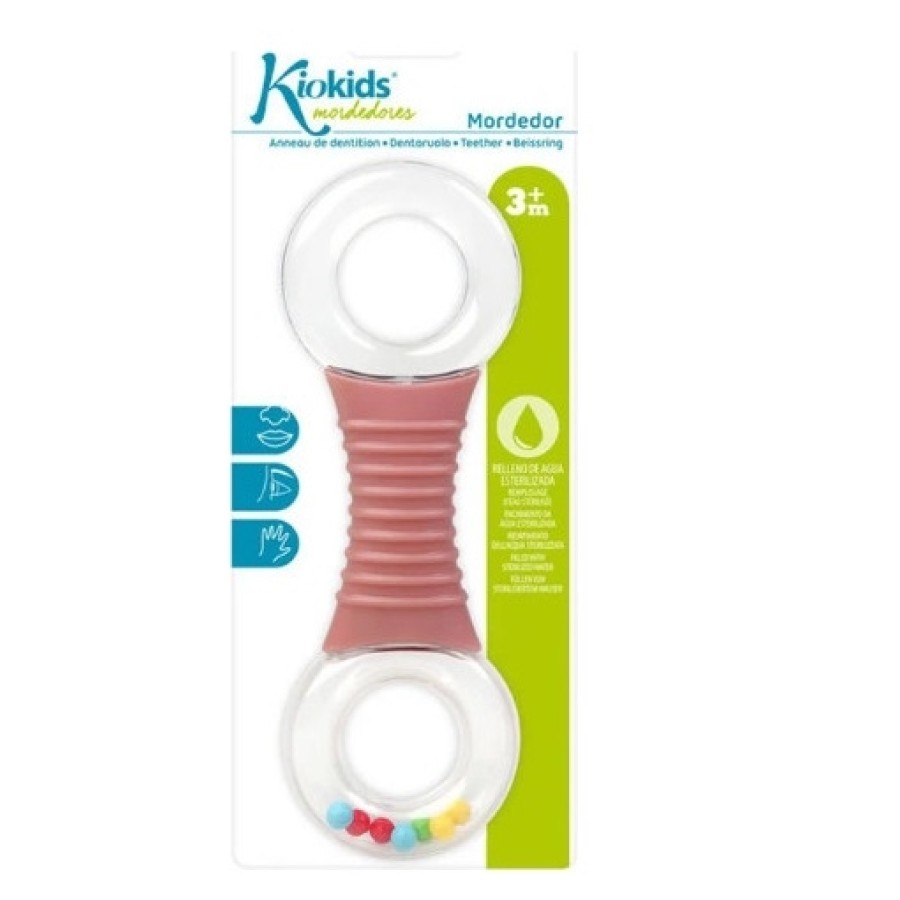 Kiokids κουδουνίστρα και μασητικός κρίκος 2 σε 1  pink  2768