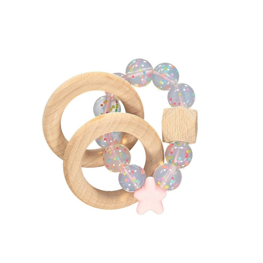 Μασητικό-Κρίκος Οδοντοφυίας Nibbling Stellar Nat. Wood Candy Pink  BR75188