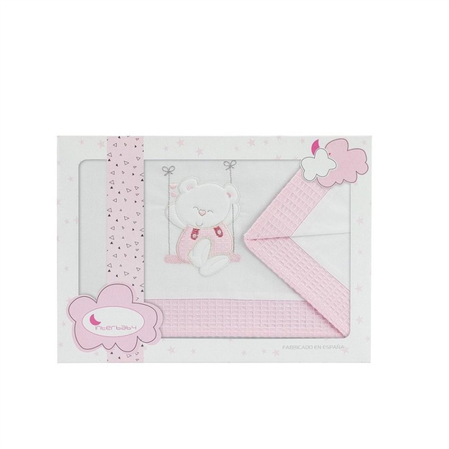 INTERBABY ΣΕΝΤΟΝΙΑ 100% ΒΑΜΒΑΚΕΡΑ ΓΙΑ ΚΟΥΝΙΑ ΣΕΤ 3 ΤΜΧ (115Χ175) SWING PINK 5261-02