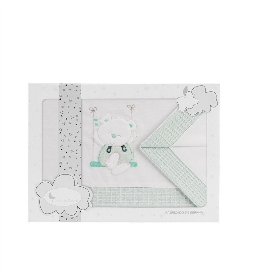 INTERBABY ΣΕΝΤΟΝΙΑ 100% ΒΑΜΒΑΚΕΡΑ ΓΙΑ ΚΟΥΝΙΑ ΣΕΤ 3 ΤΜΧ (115Χ175) SWING GREEN 5261-62