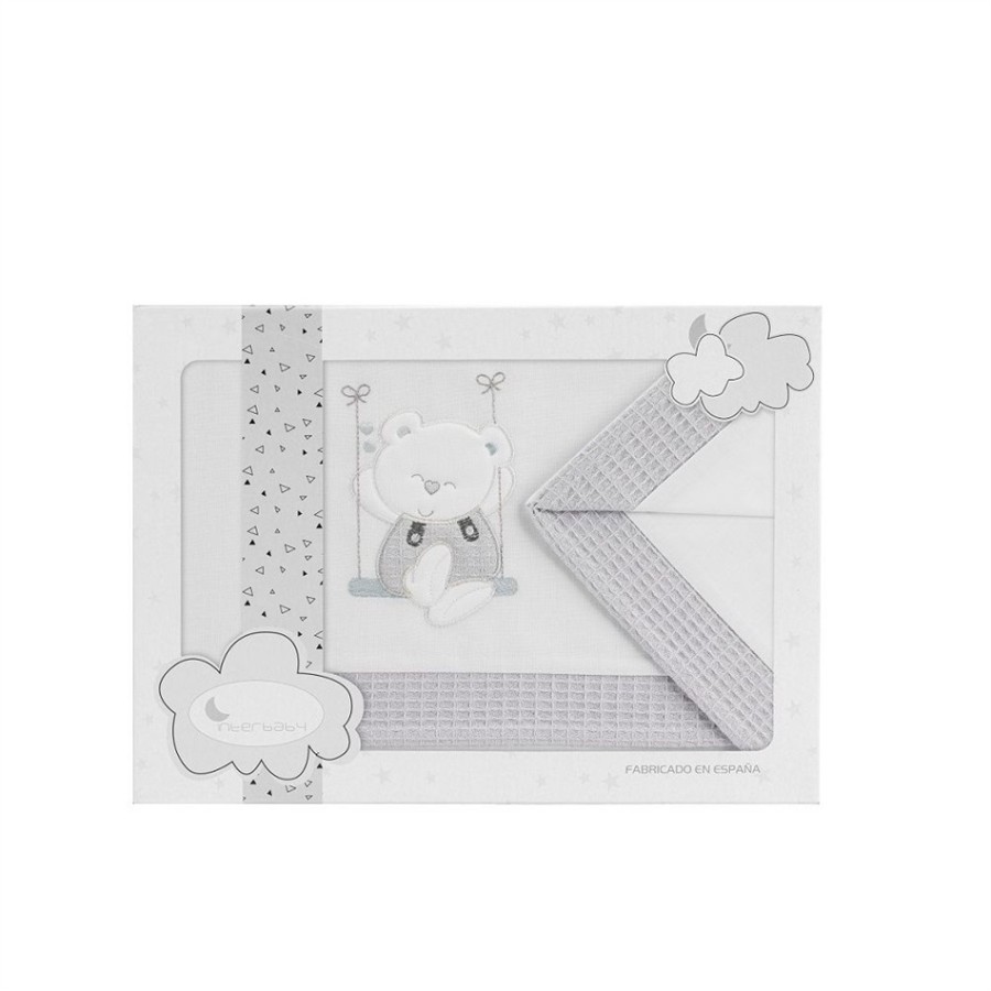 INTERBABY ΣΕΝΤΟΝΙΑ 100% ΒΑΜΒΑΚΕΡΑ ΓΙΑ ΚΟΥΝΙΑ ΣΕΤ 3 ΤΜΧ (115Χ175) SWING GREY 5261-18