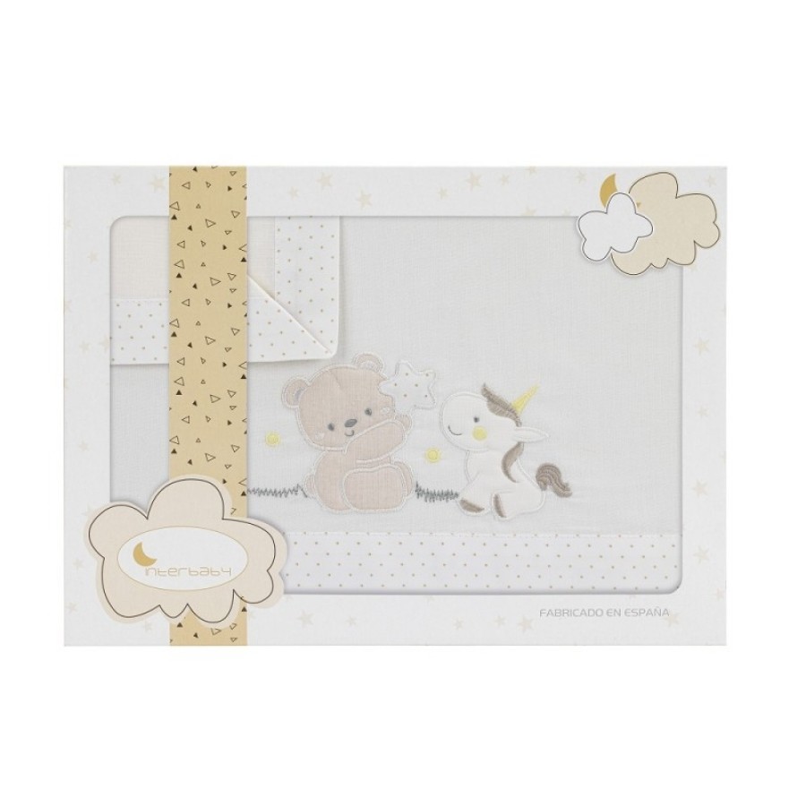 INTERBABY ΣΕΝΤΟΝΙΑ 100% ΒΑΜΒΑΚΕΡΑ ΓΙΑ ΚΟΥΝΙΑ ΣΕΤ 3 ΤΜΧ (115Χ175) UNICORNIO BEIGE 5259-05