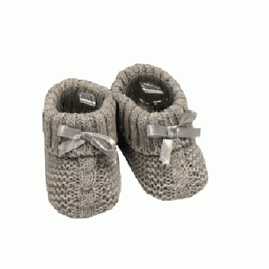 Πλεκτά παπουτσάκια αγκαλιάς Nursery Time BSS354 beige-grey  0-6 μηνών