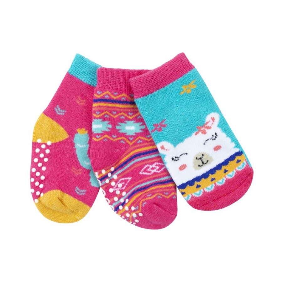 Zoocchini  GRIP+EASY Αντιολισθητικά  Καλτσάκια ΛΙΝΑ ΤΟ ΛΑΜΑ (3 τεμ)-ZOO11812- (από 0+ έως 2 ετών)