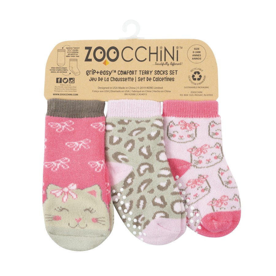 Zoocchini  GRIP+EASY Αντιολισθητικά  Καλτσάκια KALLIE THE KITTY  (3 τεμ)-ZOO11813- (από 0+ έως 2 ετών)