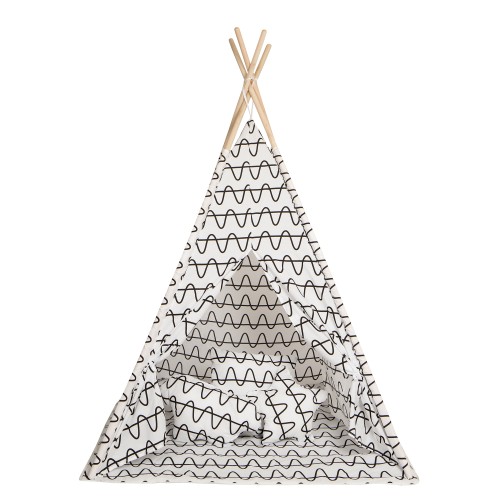 BABY ADVENTURE Παιδική Σκηνή Teepee Black Wave (Δώρο 3 Μαξιλάρια) BR75399