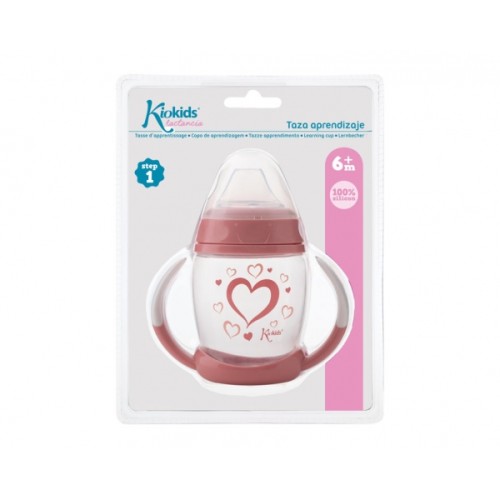 Kiokids Ποτηράκι Εκπαιδευτικό 270ML Heart 1ο Βήμα 6+Μ Ροζ 2913