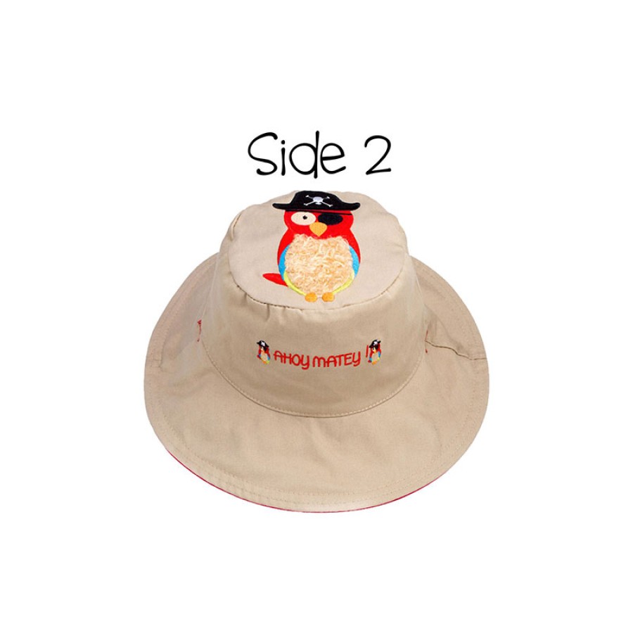 FlapJackKids Βαμβακερό Καπέλο Διπλής Όψης UPF 50+  PIRATE/PARROT (COTTON)