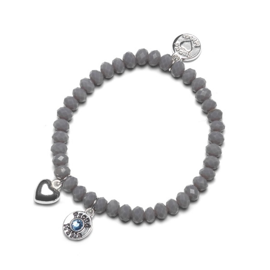 PROUDMAMA Βραχιόλι Charm crystal grey-σιελ  PM-384