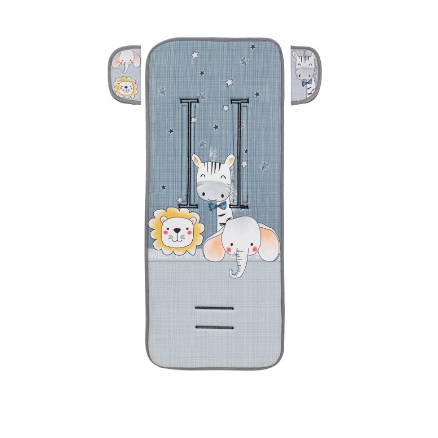 INTERBABY Στρώμα καροτσιού Αντι-Ιδρωτικό 84x34 UNIVERSAL, με επωμίδες ANIMALITOS 0C051
