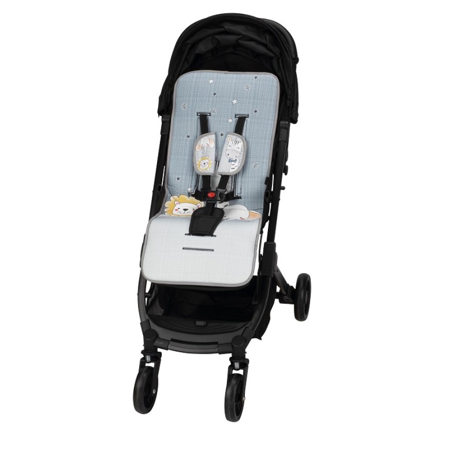 INTERBABY Στρώμα καροτσιού Αντι-Ιδρωτικό 84x34 UNIVERSAL, με επωμίδες ANIMALITOS 0C051
