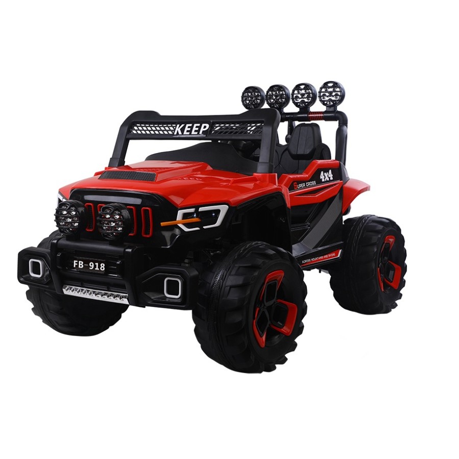 Τηλεκατευθυνόμενο Ηλεκτροκίνητο Jeep Μεγάλο Διθέσιο Κόκκινο 12V Με 2 Μοτέρ Και Mp3