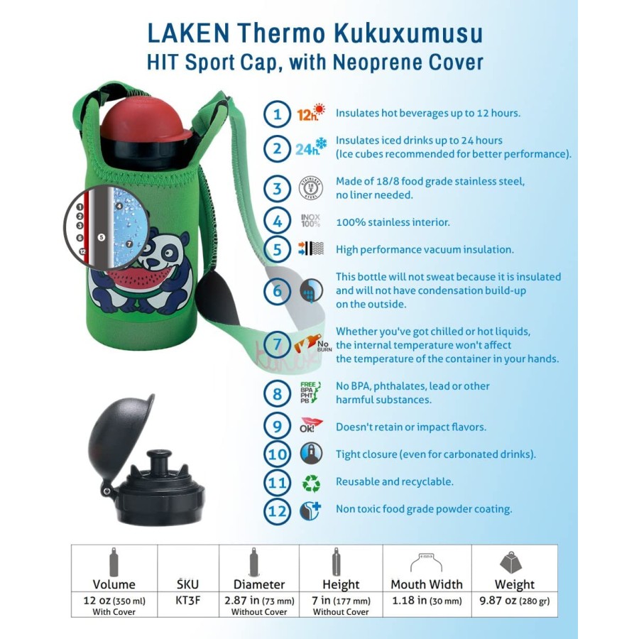Kukuxumusu Θερμός Υγρών Inox 350ml & Θήκη Neopren  KT3FVL
