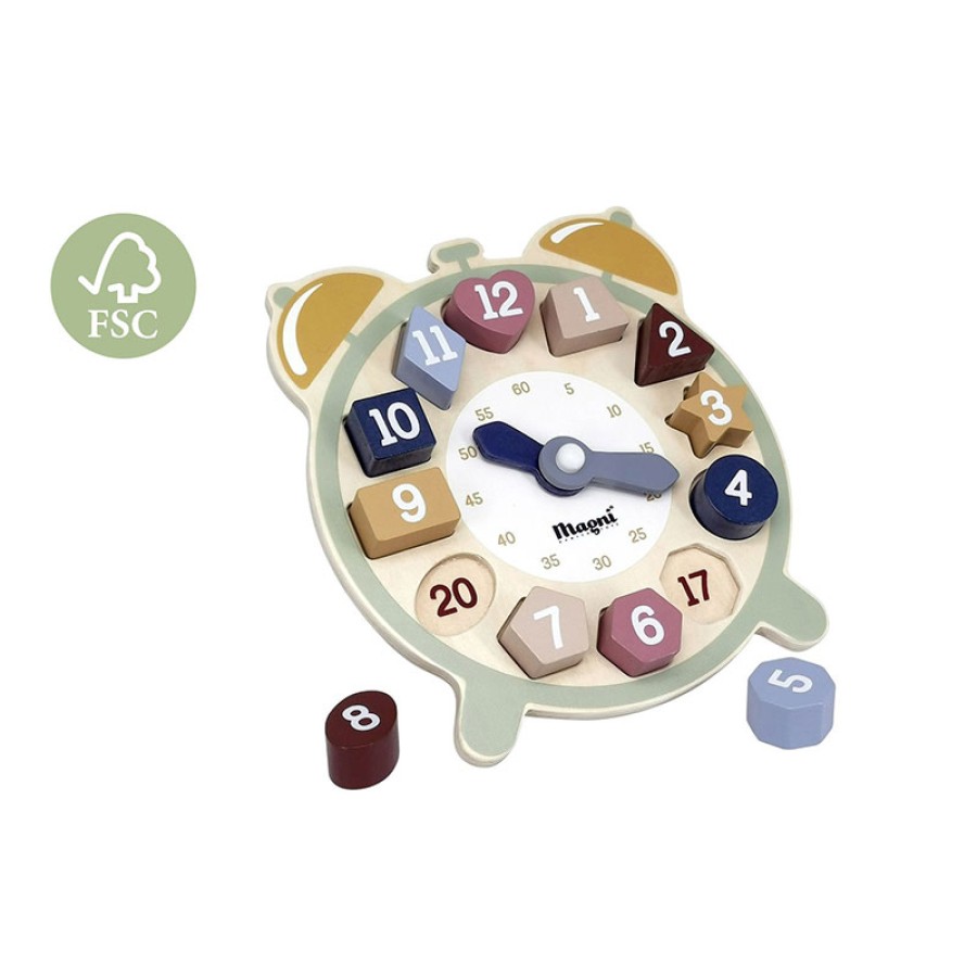 Magni εκπαιδευτικό ξύλινο παιχνίδι παζλ Clock Puzzle MGN3217