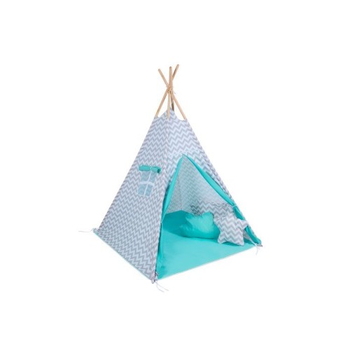 BABY ADVENTURE Παιδική Σκηνή Teepee Grey Wave Mint (Δώρο 3 Μαξιλάρια)