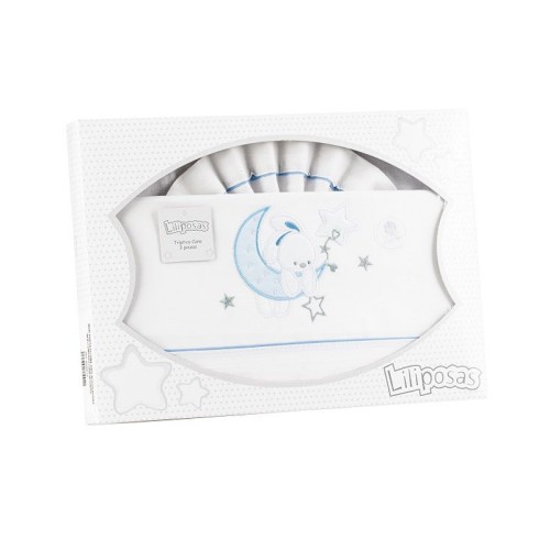 Interbaby Σεντόνια Λίκνου 50×80εκ. Conejito Luna Azul Σετ 3τμχ.