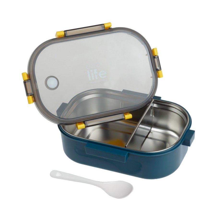 ECOLIFE Blue  Φαγητοδοχείο με 900ml πλαστικό με ανοξειδωτο εσωτερικο | Με χώρισμα 33-BO-9069