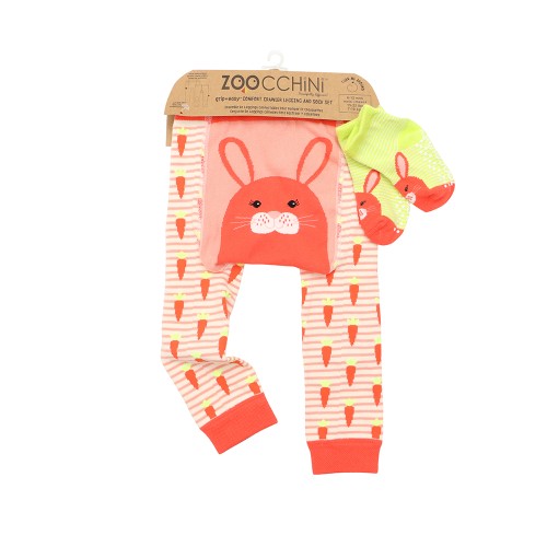 Zoocchini Σετ Ρούχων για Μπουσούλημα Grip+Easy Crawler Pants-Socks Bunny