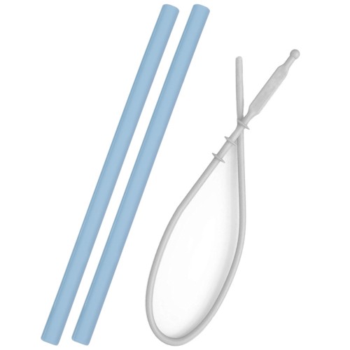 MinikOiOi Flexi Straws Καλαμάκια Σιλικόνης με Βουρτσάκι Mineral Blue 2τμχ.