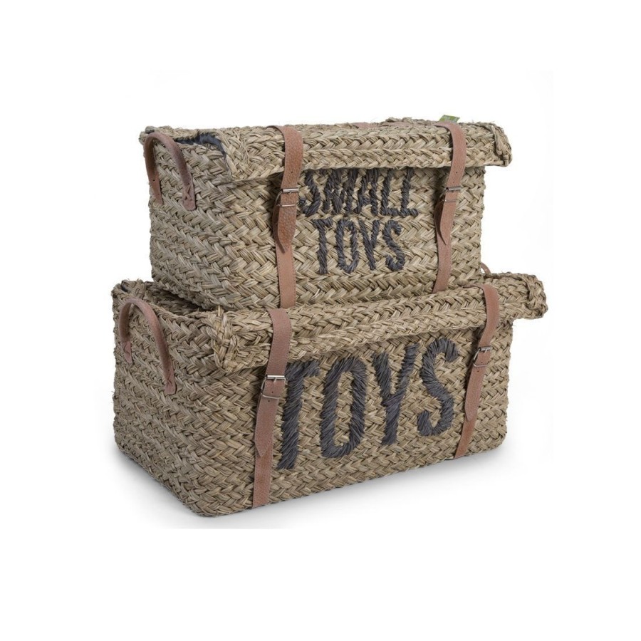 ChildHome Ψάθινα Καλάθια Αποθήκευσης (Σετ 2τμχ) Toys + Small Toys 72379 