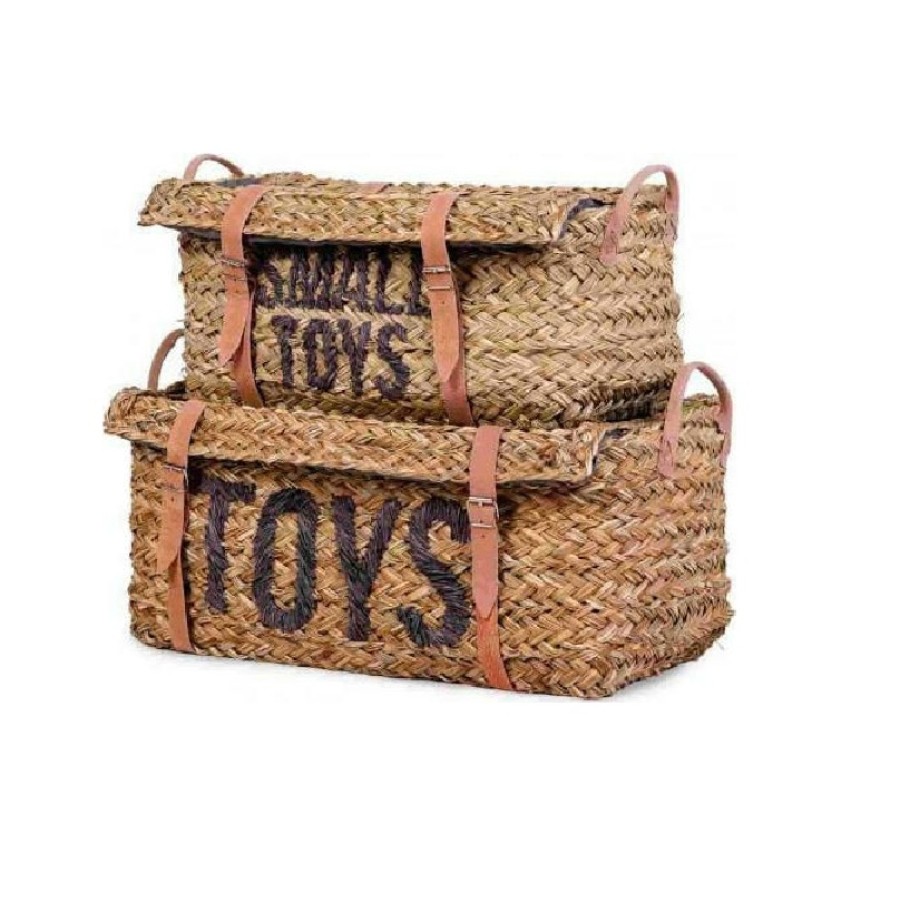 ChildHome Ψάθινα Καλάθια Αποθήκευσης (Σετ 2τμχ) Toys + Small Toys 72379 