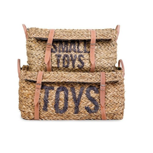 ChildHome Ψάθινα Καλάθια Αποθήκευσης (Σετ 2τμχ) Toys + Small Toys 72379 