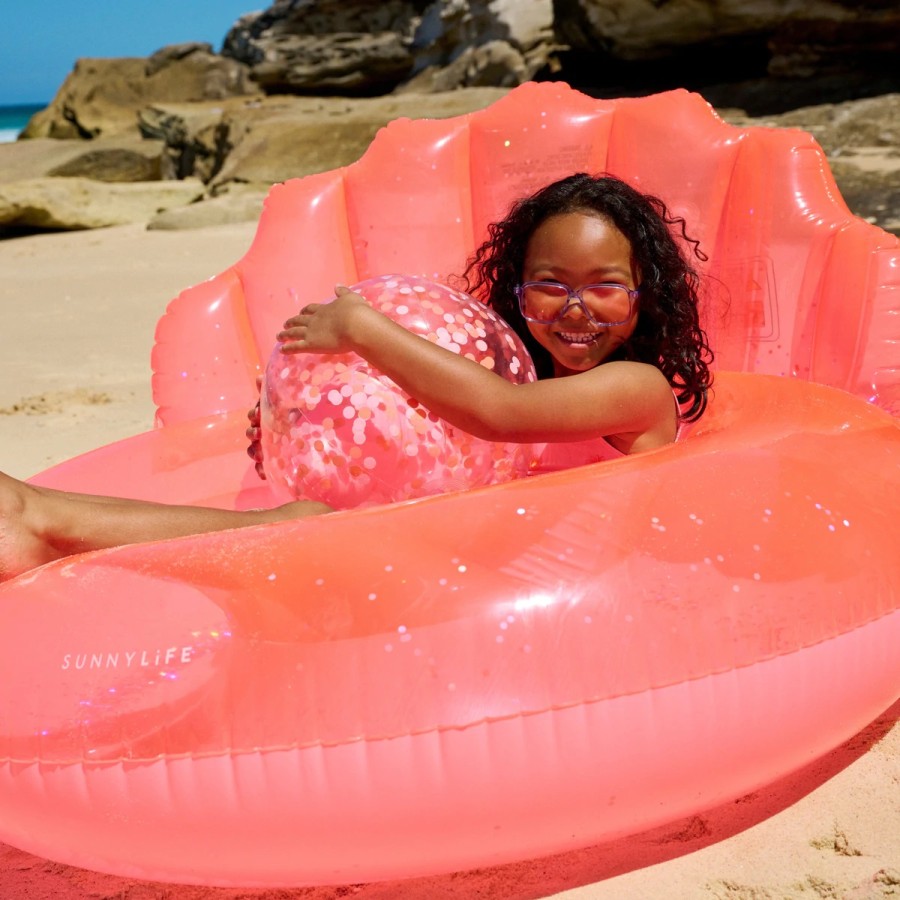 SunnyLife Σαμπρέλα Θαλάσσης Shell Neon Coral 110εκ. S2LPOLSH