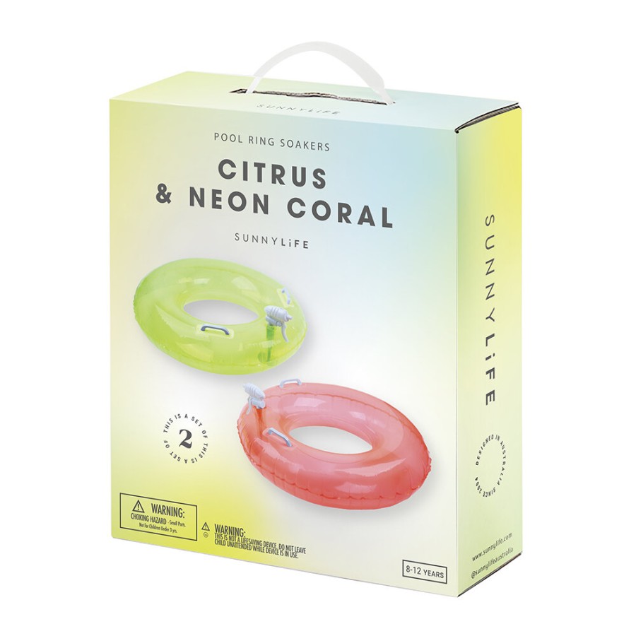 SunnyLife Φουσκωτές Σαμπρέλες με Νεροπίστολο Citrus/Neon Coral S2LSOANE