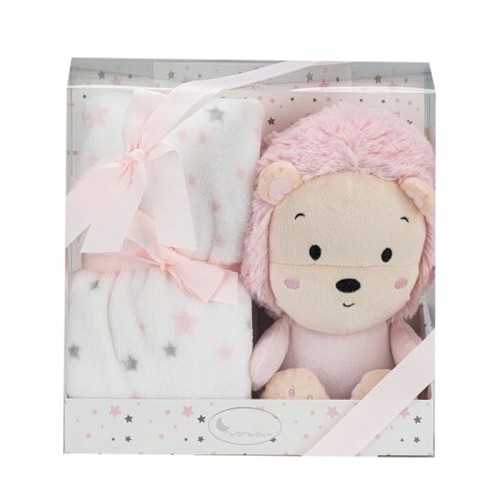 Interbaby Κουβερτάκι Αγκαλιάς Coral Fleece 80x110εκ. & Λούτρινο Lion Pink