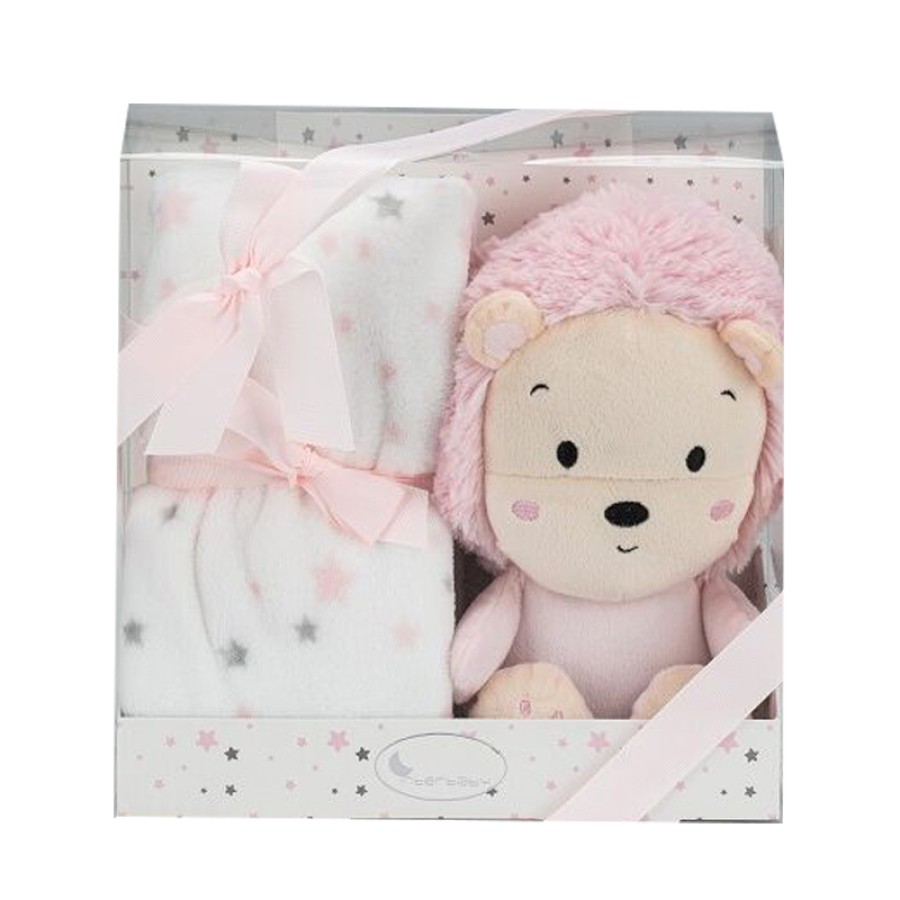Interbaby Κουβερτάκι Αγκαλιάς Coral Fleece 80x110εκ. & Λούτρινο Lion Pink