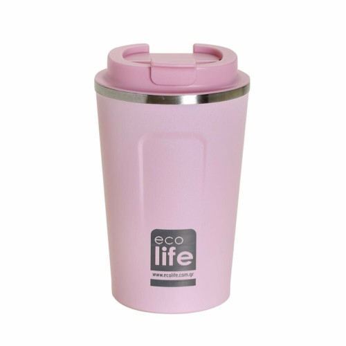 Ecolife Coffee Cup Ανοξείδωτο Ποτήρι Θερμός Rose Pink 370ml