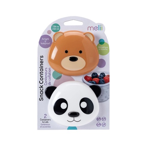 Melii Παιδικά Δοχεία για Σνακ Σετ 2τμχ. Bear & Panda 232ml