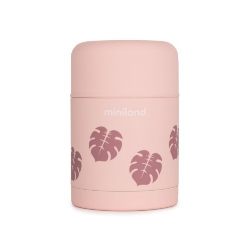 Miniland Terra Ανοξείδωτο Θερμός Φαγητού Pink Leaves 600ml