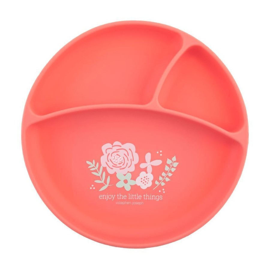 Stephen Joseph Παιδικό Πιάτο Σιλικόνης με Χωρίσματα Coral Flower