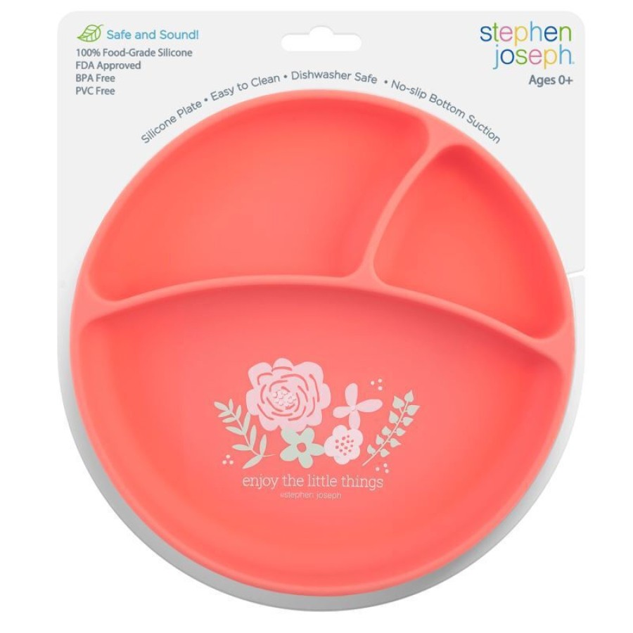 Stephen Joseph Παιδικό Πιάτο Σιλικόνης με Χωρίσματα Coral Flower