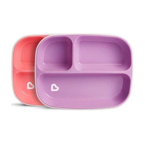 Munchkin Σετ Παιδικά Πιάτα με Διαχωριστικά Splash Divided Plates Light Pink/Purple