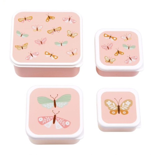 A Little Lovely Company Σετ 4 Δοχεία Φαγητού Lunch + Snack Box Butterflies