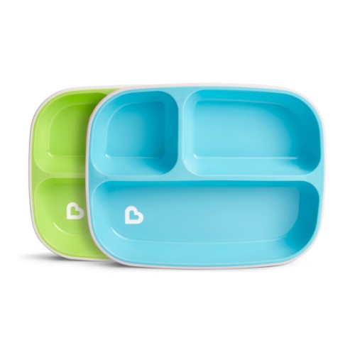 Munchkin Σετ Παιδικά Πιάτα με Διαχωριστικά Splash Divided Plates Light Green/Blue