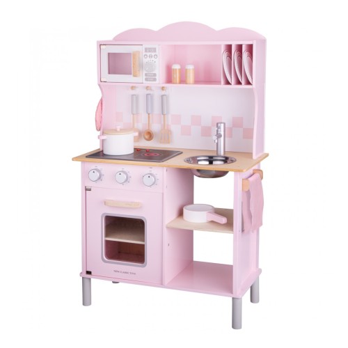 New Classic Toys Ξύλινη Παιδική Κουζίνα, με ήχους και φως Modern Electric Cooking Pink