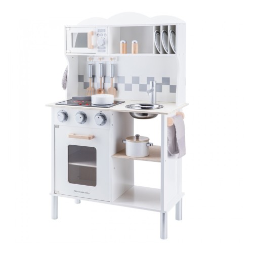 New Classic Toys Ξύλινη Παιδική Κουζίνα, με ήχους και φως , Modern Electric Cooking White