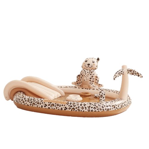 Swim Essentials Φουσκωτή Πισίνα με Τσουλήθρα & Παιχνίδια, beige leopard για Παιδιά 3+ Ετών 