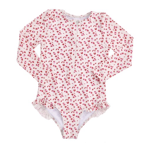 Swim Essentials Ολόσωμο Μαγιό UPF50+ με Μακριά Μανίκια "Old Pink Leopard"