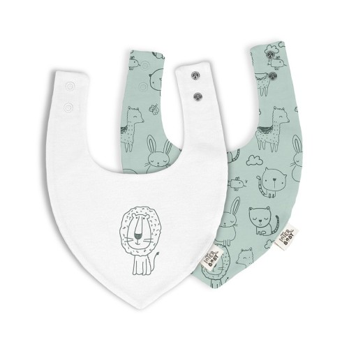 INTERBABY ΣΑΛΙΑΡΑ ΣΕΤ 2 ΤΕΜ 20X30 BANDANA ANIMALITOS VERDE 00335-03