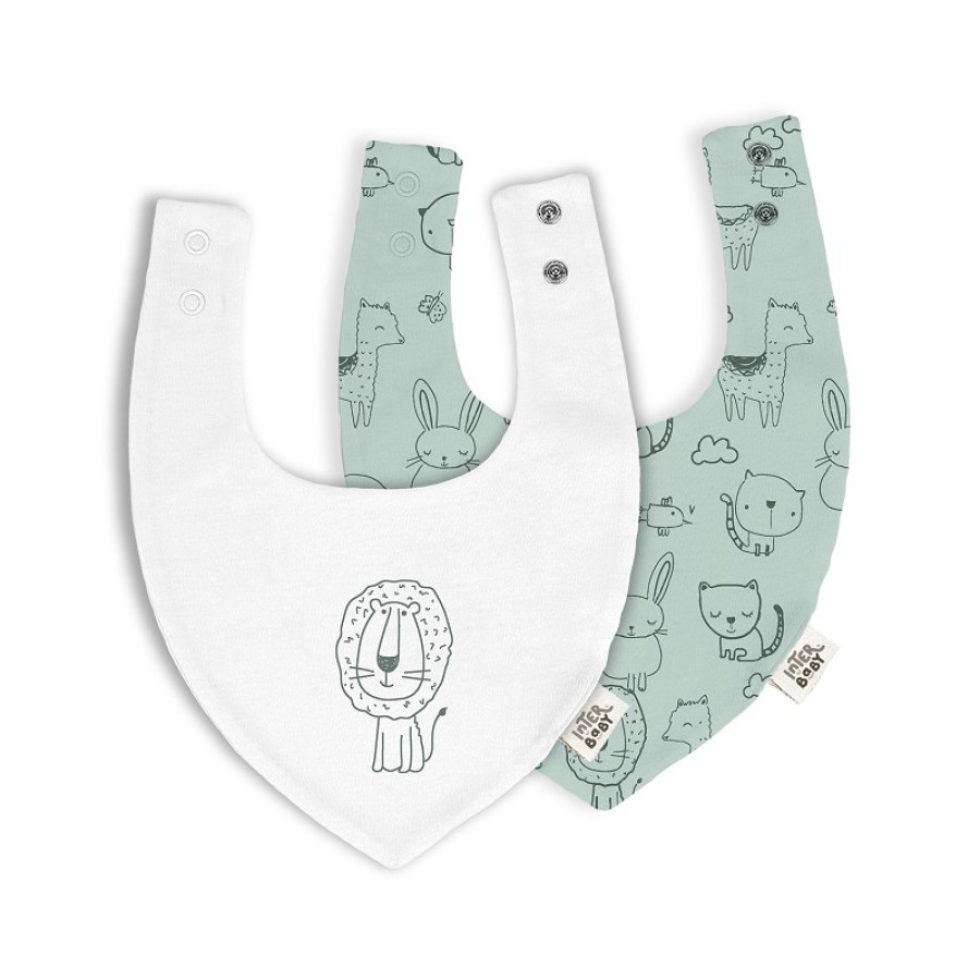 INTERBABY ΣΑΛΙΑΡΑ ΣΕΤ 2 ΤΕΜ 20X30 BANDANA ANIMALITOS VERDE 00335-03
